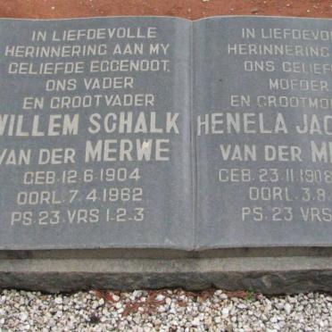 MERWE Willem Schalk, van der 1904-1962 &amp; Henela Jacoba J. BRITZ 1908-1993
