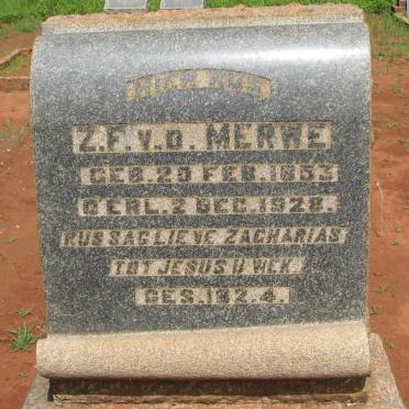 MERWE Z.F., v.d. 1853-1928