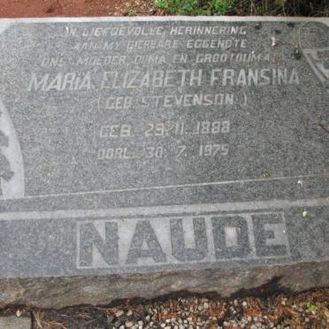 NAUDE Frederik Jacobus 1879-1972 &amp; Maria Elizabeth Fransina STEVENSON 1888-1975