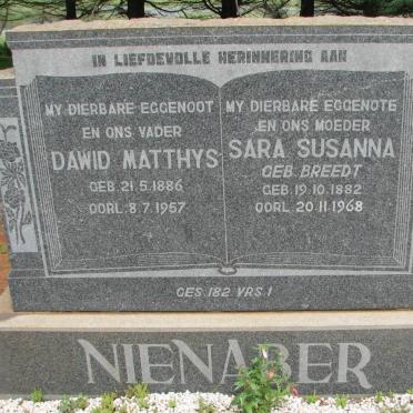 NIENABER Dawid Matthys 1886-1957 &amp; Sara Susanna BREEDT 1882-1968