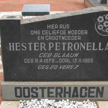 OOSTERHAGEN Hester Petronella nee BLAAUW 1879-1965