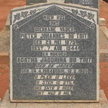 TOIT Pieter Johannes, du 1875-1944 &amp; Agatha Jacomina DE JAGER 1884-1965