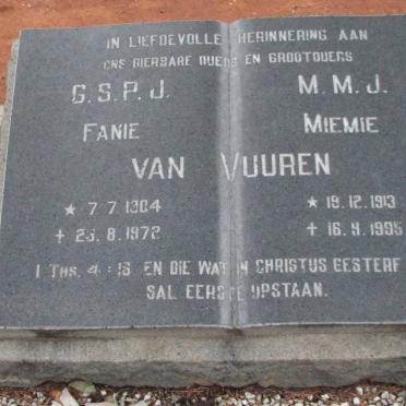 VUUREN G.S.P.J., van 1904-1972 &amp; M.M.J. 1913-1995