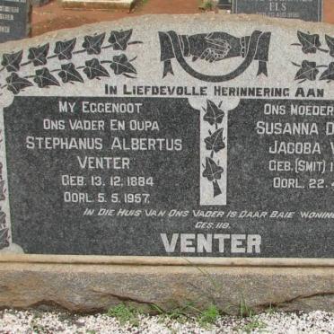 VENTER Stephanus Albertus 1884-1957 &amp; Susanna Dorothea Jacoba SMIT 1891-1977