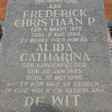 WIT Frederick Christiaan P., de 1870-1956 &amp; Alida Catharina LINGENFELDER 1885-1945
