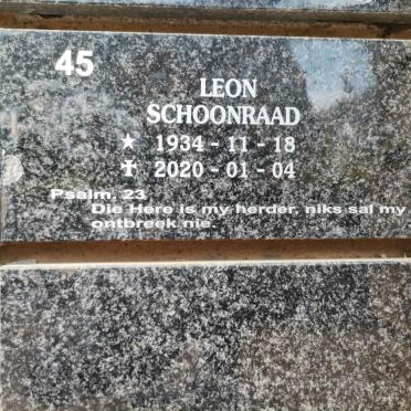 SCHOONRAAD Leon 1934-2020