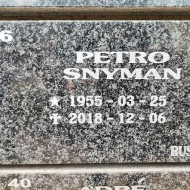 SNYMAN Petro 1955-2018