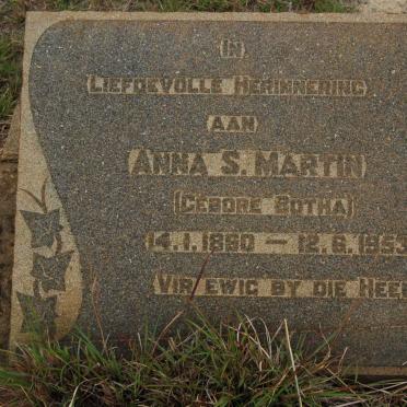 MARTIN Anna S. nee BOTHA 1860-1953