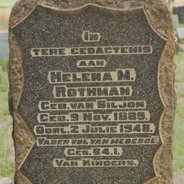 ROTHMAN Helena M. nee VAN BILJON 1889-1948