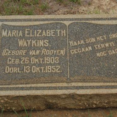 WATKINS Maria Elizabeth nee VAN ROOYEN 1903-1952