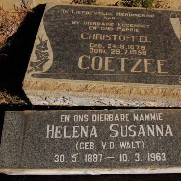 COETZEE Christoffel 1879-1959 &amp; Helena Susanna V.D.WALT 1887-1963