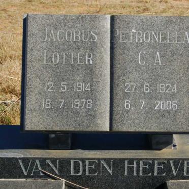 HEEVER  Jacobus Lötter, van den 1914-1978 &amp; Petronella C.A. 1924-2006