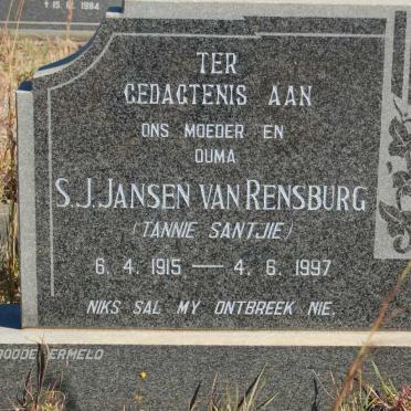 RENSBURG S.J., Jansen van 1915-1997