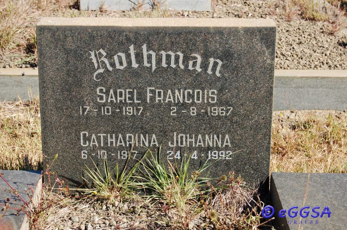 ROTHMAN Sarel Francois 1917-1967 &amp; Catharina Johanna 1917-1992