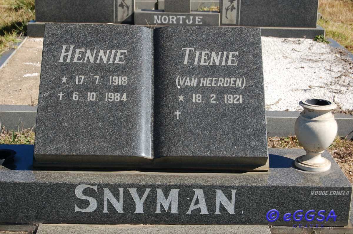 SNYMAN Hennie 1918-1984 &amp; Tienie VAN HEERDEN 1921-