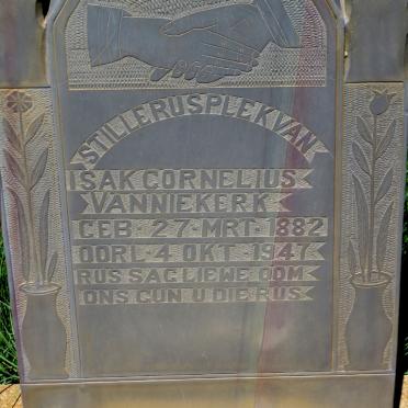 NIEKERK Isak Cornelius, van 1882-1947