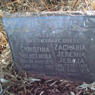 OLIVIER Zacharia Jeremia Jesaja 1871-1933 &amp; Christina Wilhelmina 1879-1935