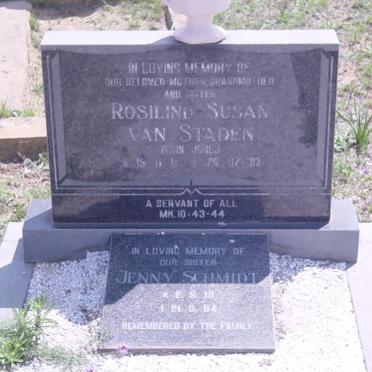 STADEN Rosilind Susan, van ?-1993 :: SCHMIDT Jenny 1918-1994