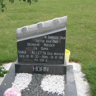 HORN Anna Alletta nee NORDEN 1933-2006