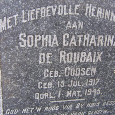 ROUBAIX Sophia Catharina, de nee GOOSEN 1917-1945