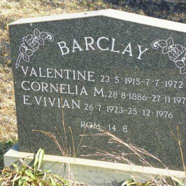 BARCLAY Cornelia M. 1886-1975 :: BARCLAY Valentine 1915-1972 :: BARCLAY E. Vivian 1923-1976