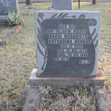 BENADE Maria Magarieta Catharina nee DE BEER 1875-1946