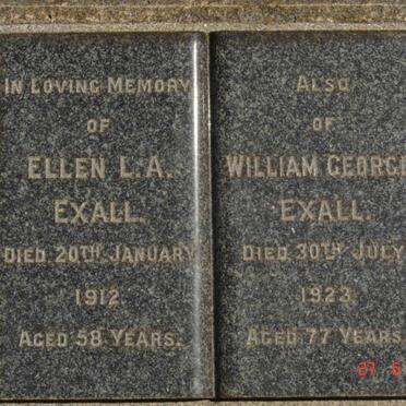 EXALL William George -1923 &amp; Ellen L.A. -1912