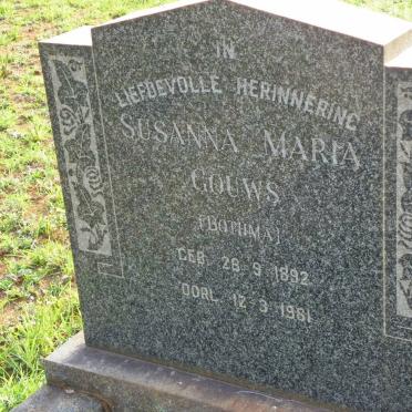 GOUWS Susanna Maria nee BOTHMA 1892-1981