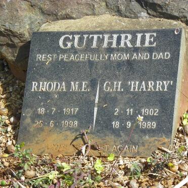 GUTHRIE G.H. 1902-1989 &amp; Rhoda M.E. 1917-1998