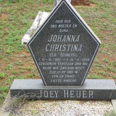 HEUER Johanna Christina nee SCHNEPEL 1913-1988