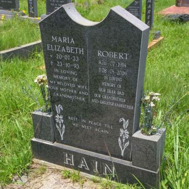 HAIN Robert 1914-2009 &amp; Maria Elizabeth 1933-1993