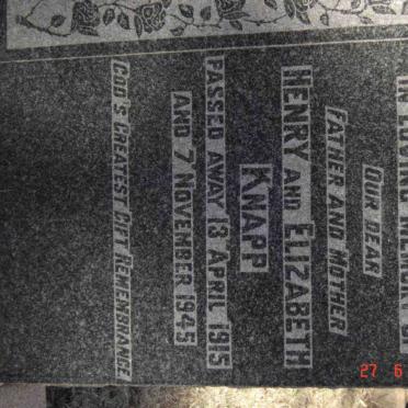 KNAPP Henry  -1915 &amp; Elizabeth  -1945