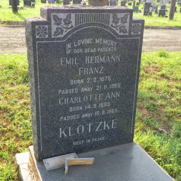KLOTZKE Emil Hermann Franz 1875-1965 &amp; Charlotte Ann 1885-1965