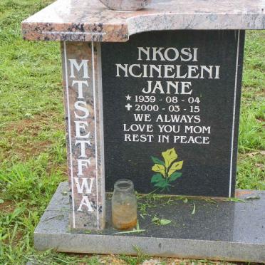 MTSETFWA Nkosi Ncineleni Jane 1939-2000