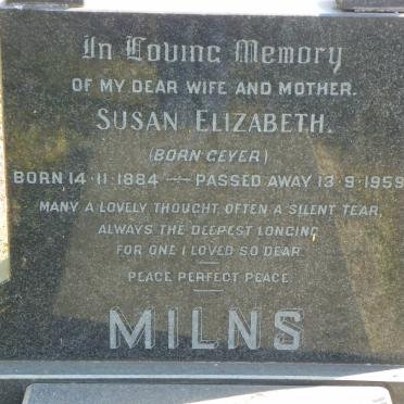 MILNS Susan Elizabeth nee GEYER 1884-1959