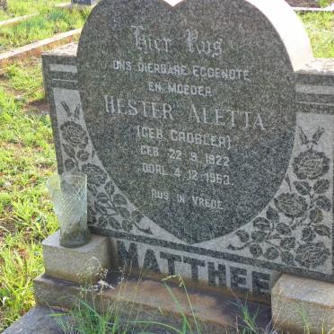 MATTHEE Hester Aletta nee GROBLER 1922-1963