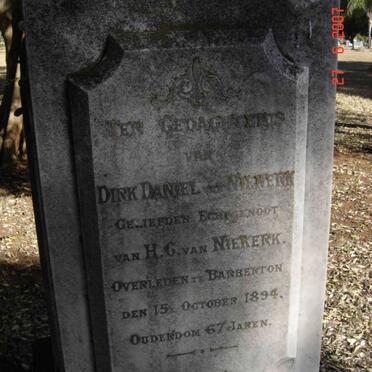 NIEKERK Dirk Daniel, van  -1894