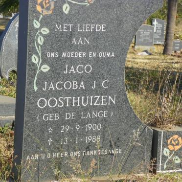 OOSTHUIZEN Jacoba J.C. nee DE LANGE 1900-1988