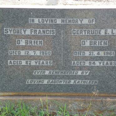 O'BRIEN Sydney Francis -1960 &amp; Gertrude E.L. -1961