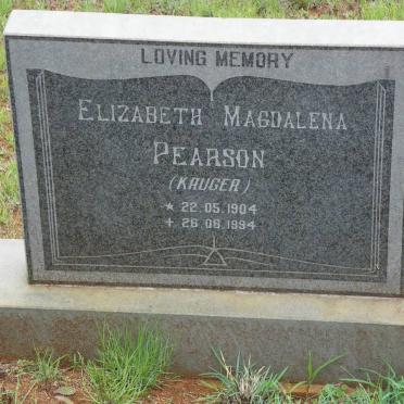 PEARSON Elizabeth Magdalena nee KRUGER 1904-1994