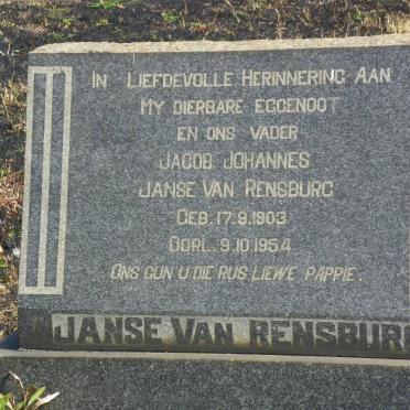 RENSBURG Jacob Johannes, Janse van 1903-1954