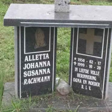 RACHMANN Alletta Johanna Susanna 1950-1999