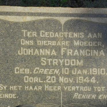STRYDOM Johanna Francina nee GREEN 1910-1944