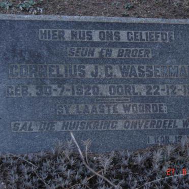 WASSERMAN Cornelius J.C. 1920-1940