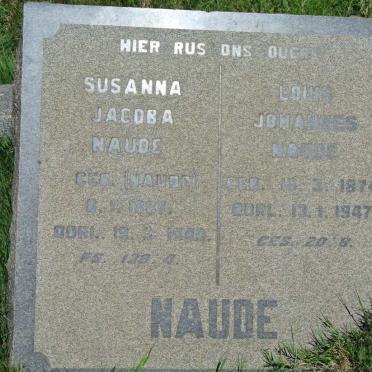 NAUDE Louis Johannes 1874-1947 &amp; Susanna Jacoba NAUDE 1887-1940