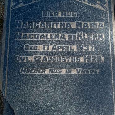 KLERK Margaritha Maria Magdalena, de 1837-1928