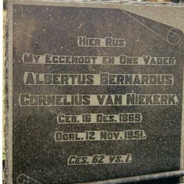 NIEKERK Albertus Bernardus Cornelius, van 1869-1951