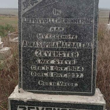 ZEVENSTER Anna Sophia Magdalena nee STEYN 1904-1937