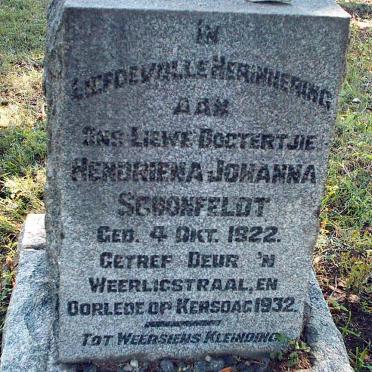 SCHONFELDT Hendriena Johanna 1922-1932