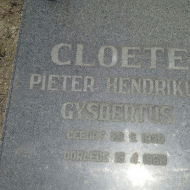 CLOETE Pieter Hendrikus Gysbertus 1930-198?
